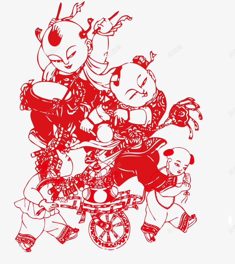 红色纹理剪纸元素png免抠素材_88icon https://88icon.com 剪纸 商务 庆祝 新年 春节 红色 纹理 节日