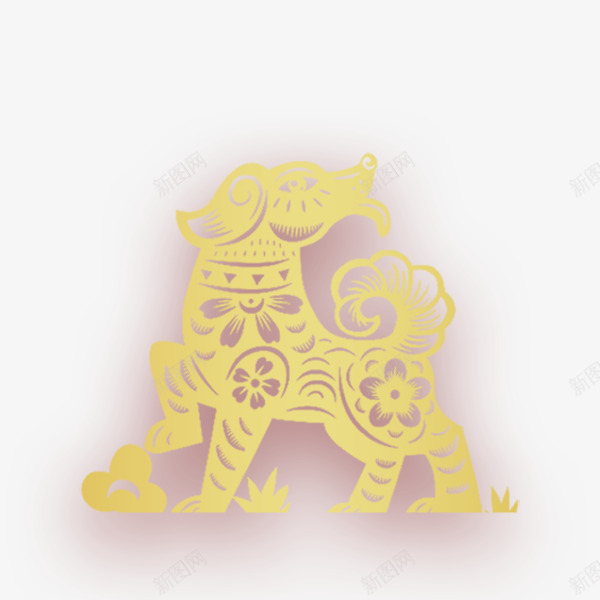 狗年剪纸动物png免抠素材_88icon https://88icon.com 中国风 企业年会 剪纸 动物 小狗 新年 狗年 金色