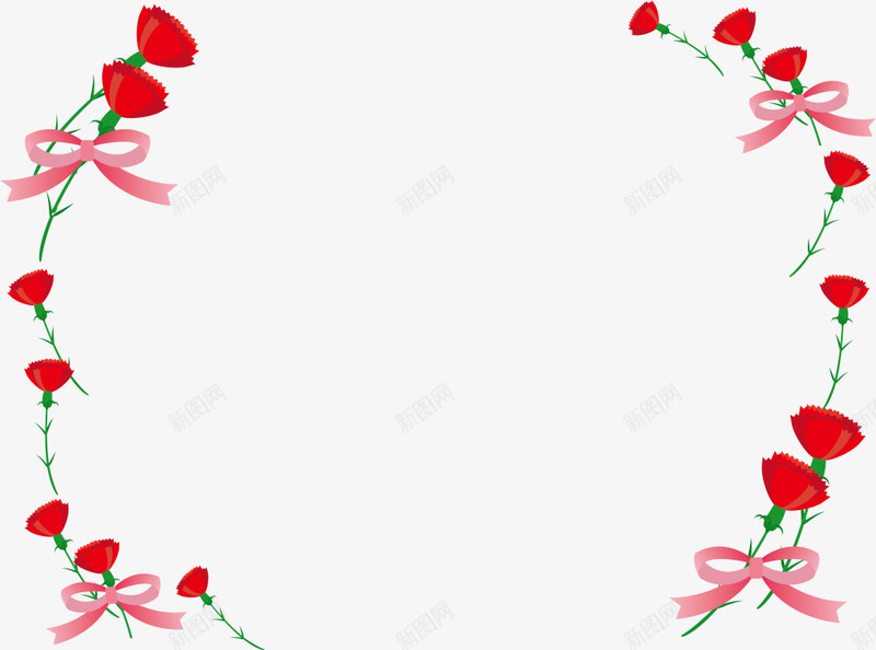 红色美丽康乃馨框架png免抠素材_88icon https://88icon.com 妈妈 康乃馨 母亲 母亲节 花朵 边框纹理 鲜花植物