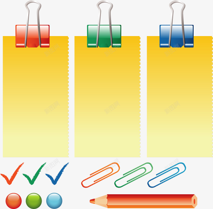 手绘夹子和便签纸矢量图ai免抠素材_88icon https://88icon.com 夹子和便签纸 手绘 文具 矢量图