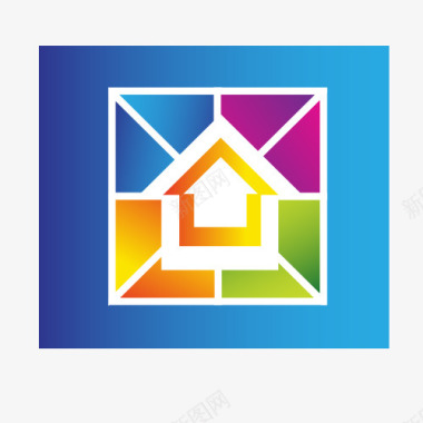 彩色边条彩色个性房地产公司logo图标图标
