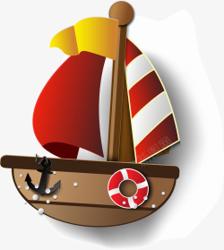 卡通帆船矢量图素材