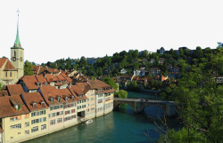 瑞士伯尔尼城市河流素材