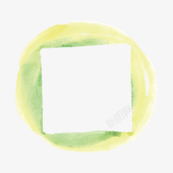 黄绿色圆形文字底板矢量图素材