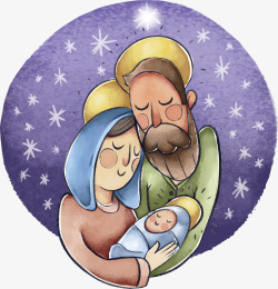 手绘耶稣诞生记矢量图素材