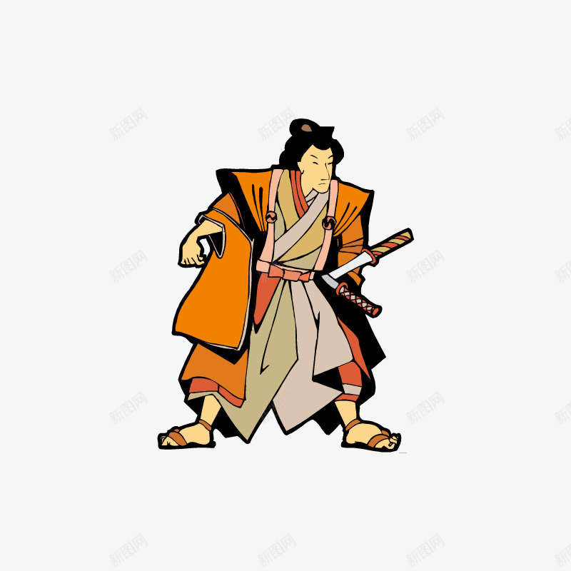 卡通日本武士简图png免抠素材_88icon https://88icon.com Q版日本武士 人物 卡通 大刀 拔刀 拿大刀 日本人 日本军国主义分子 日本服饰 日本武士 武士道 男人