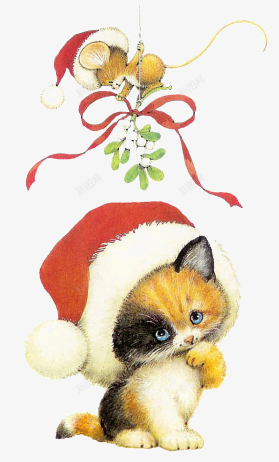 猫咪和老鼠png免抠素材_88icon https://88icon.com 动物 卡通 手绘 拟人 插画 猫咪 玩耍 老鼠 老鼠生日