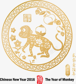 猴年中国年新年元素高清图片