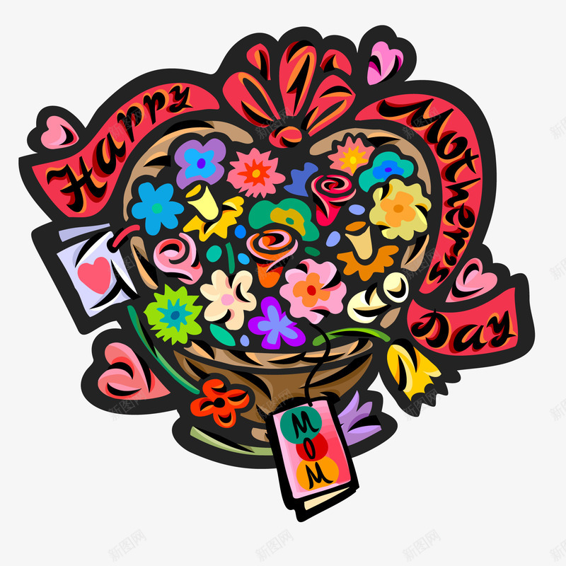 母亲节手绘花卉装饰png免抠素材_88icon https://88icon.com 感恩 标签设计 母亲节 礼物 花卉 花束