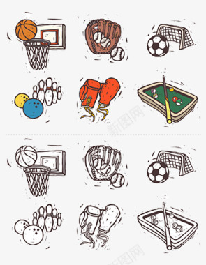 保龄球碰撞手绘运动类小图标图标