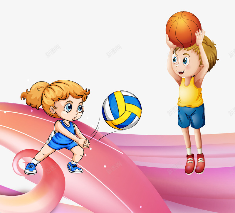 卡通运动员psd免抠素材_88icon https://88icon.com 卡通 女子排球 打篮球 比赛 运动 运动会 运动员