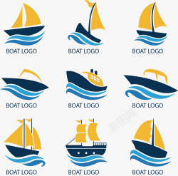 水彩标志水彩小船标志矢量图高清图片
