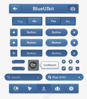 蓝色UI元素工具包图标图标