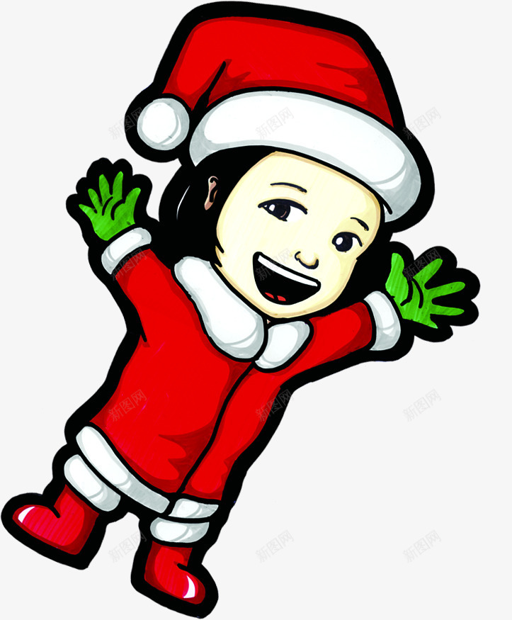 圣诞女孩手绘插画png免抠素材_88icon https://88icon.com 图片 圣诞 女孩 插画