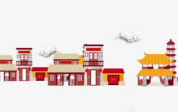 中国风新年新气象房屋建筑素材