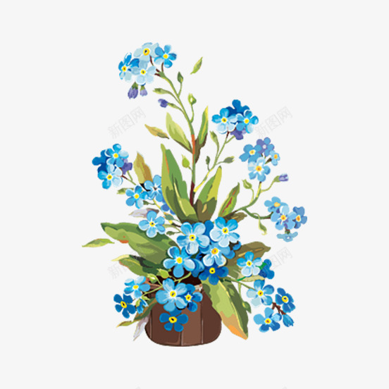 花瓶里的蓝色小花朵png免抠素材_88icon https://88icon.com 小花朵 手绘 美丽的 花卉 花瓶 蓝色的 装饰