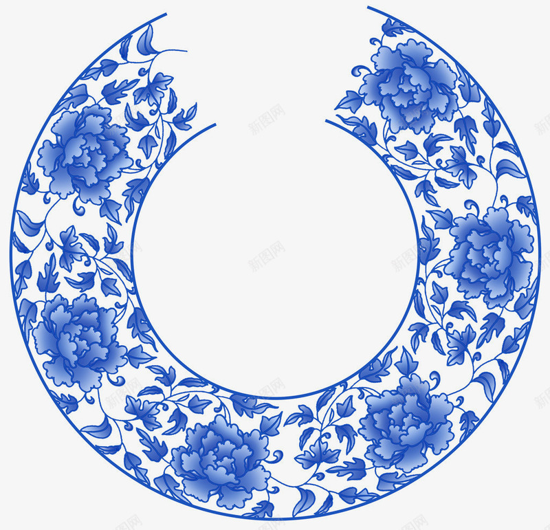 蓝色环形图案png免抠素材_88icon https://88icon.com 创意图案 环形图案 瓷盘图案 蓝色