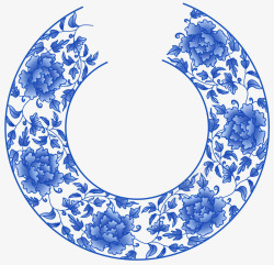 瓷盘图案蓝色环形图案高清图片
