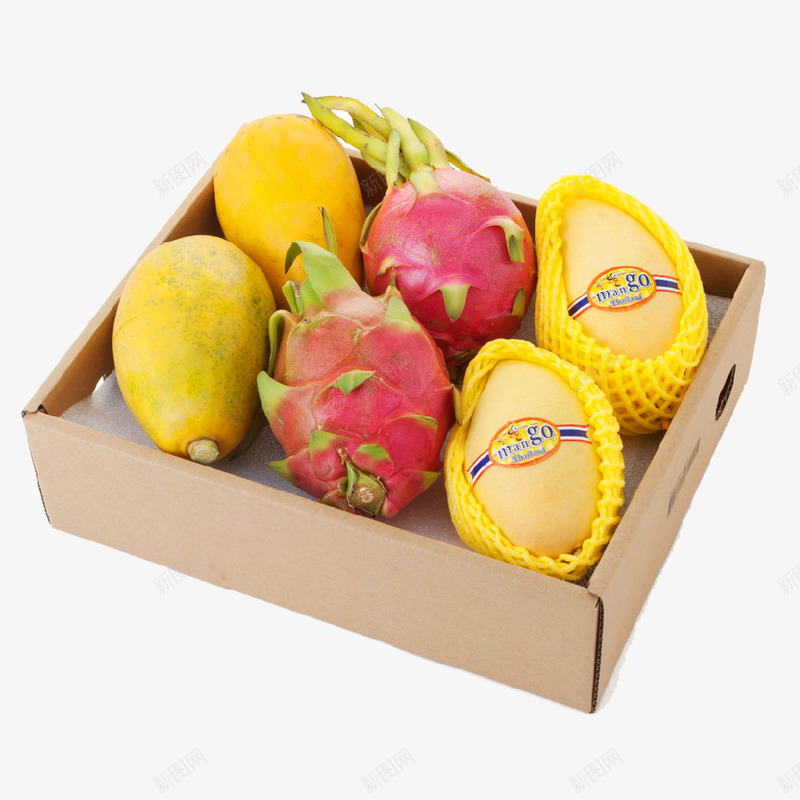 纸箱里的水果png免抠素材_88icon https://88icon.com 包装 水果 水果礼盒 纸箱