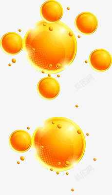 不同大小漂浮的黄色气泡高清图片