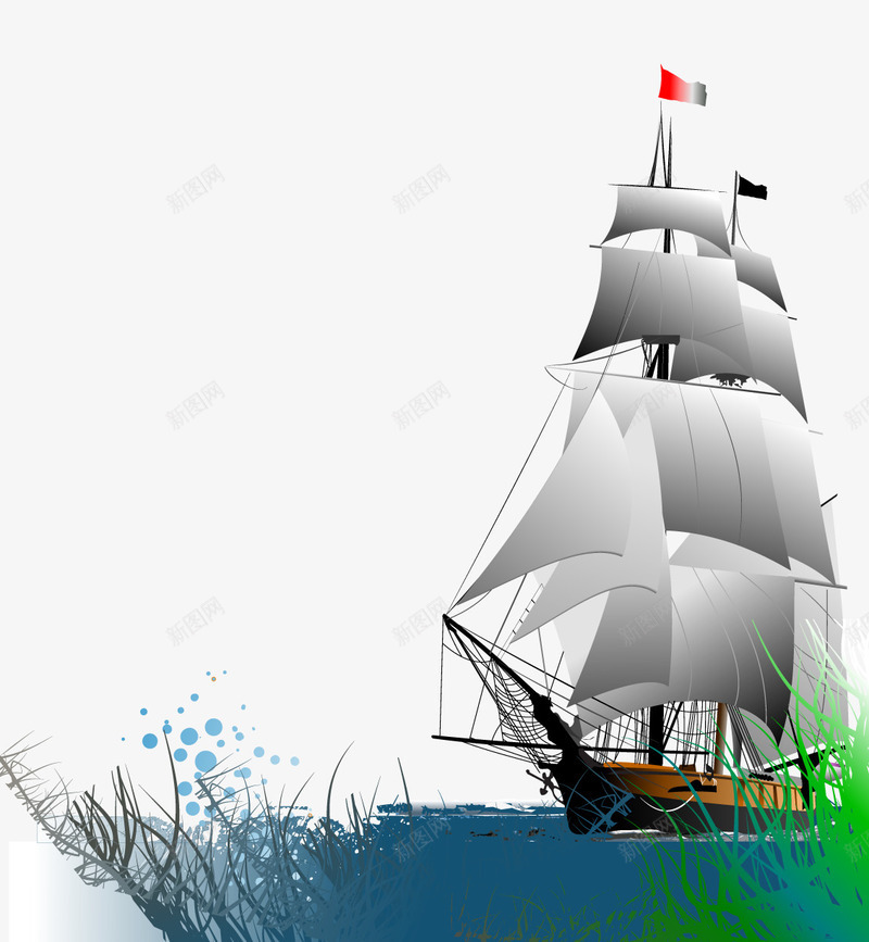 海面上的帆船png免抠素材_88icon https://88icon.com 帆船 海面 背景装饰
