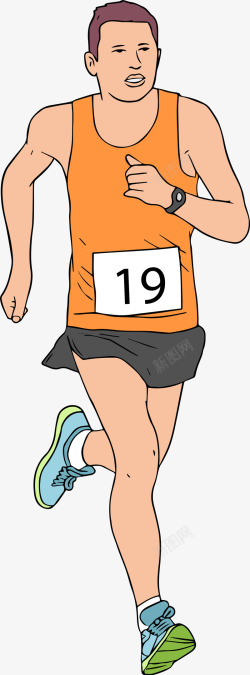 马拉松慢跑的卡通男人素材