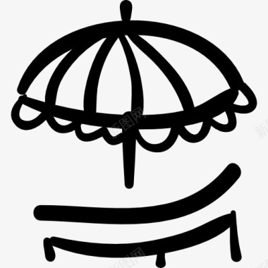 海滩伞手绘工具图标图标