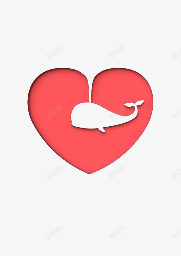 爱心鲸鱼元素png免抠素材_88icon https://88icon.com 保护动物 保护环境 禁止掠杀 红色