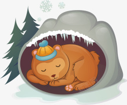 可爱冬眠小熊矢量图素材