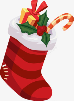 扁平化圣诞素材圣诞红袜糖果礼物高清图片