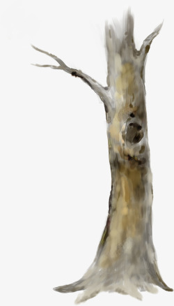 灰色手绘大树树干素材