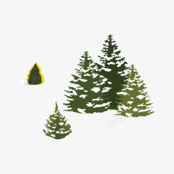雪中的松树矢量图素材