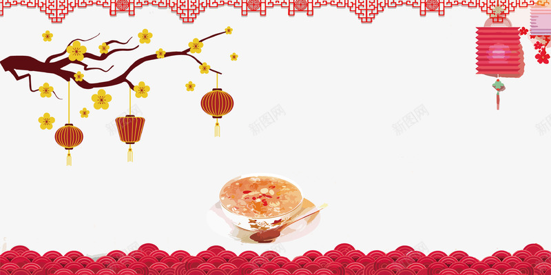 春节喜庆背景png免抠素材_88icon https://88icon.com 传统矢量花边 喜迎新年 春节 春节矢量喜庆背景 欢度春节 灯笼 狗年大吉 美食 腊梅