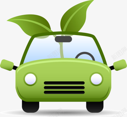 绿色能源图标创意绿色环保汽车图标矢量图图标