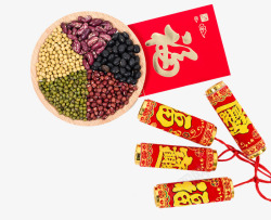 红色杂粮新年鞭炮高清图片