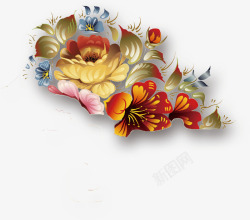 多花以橘黄为主花素材