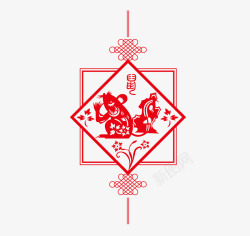 鼠年中国结剪纸素材