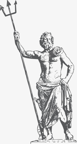 古希腊神海神灰色波塞冬雕塑高清图片
