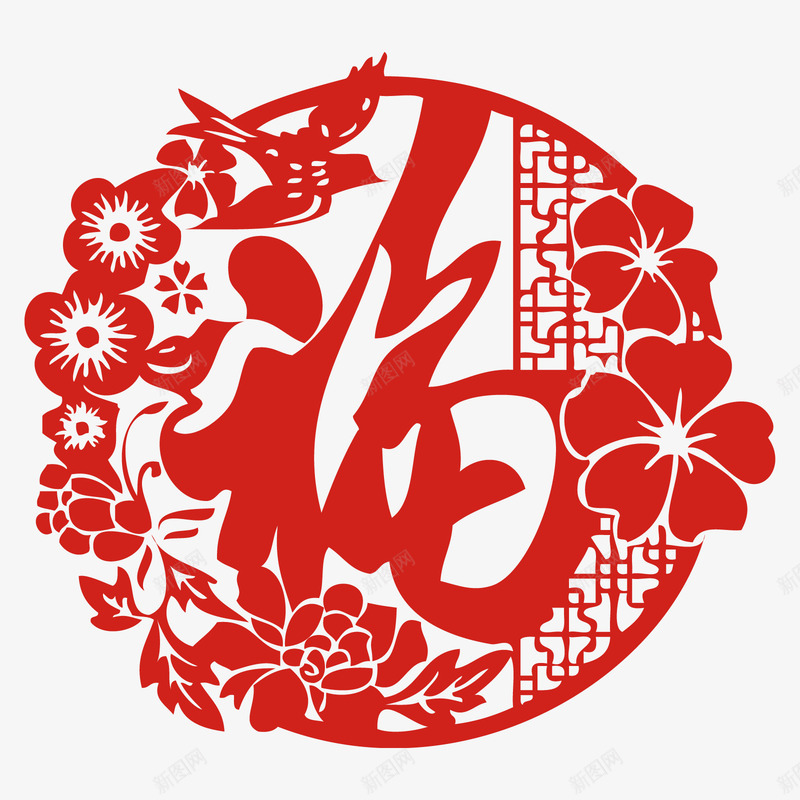 福字剪纸窗花png免抠素材_88icon https://88icon.com 剪纸 新年 春节 福到了 福字 窗花 红色 贴纸设计