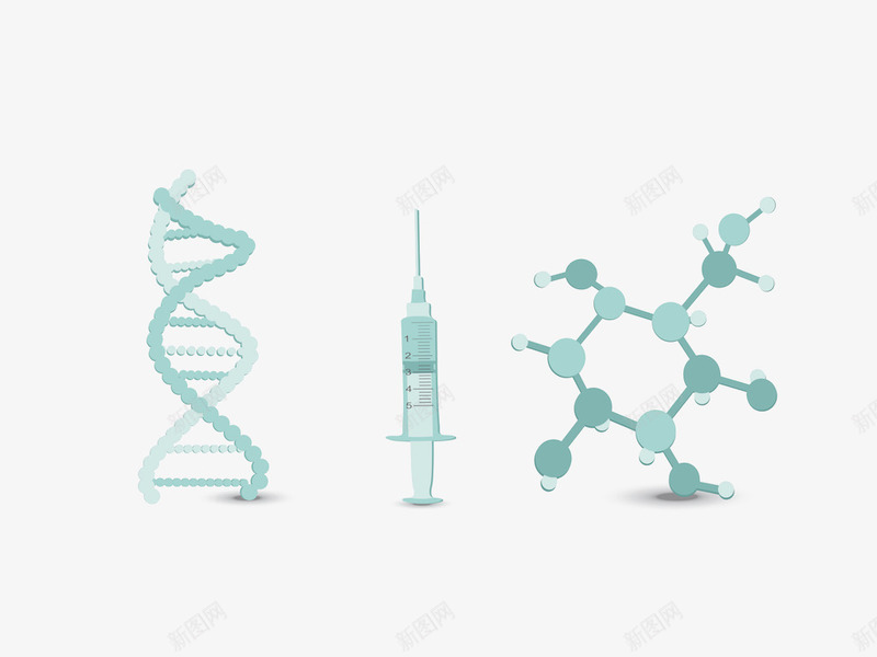 医疗科技元素png免抠素材_88icon https://88icon.com DNA 分子 医疗 针筒