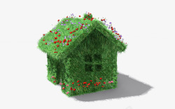 绿色环保草坪素材一个小房子高清图片