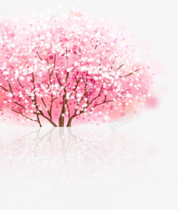 粉色桃花美景大树卡通素材