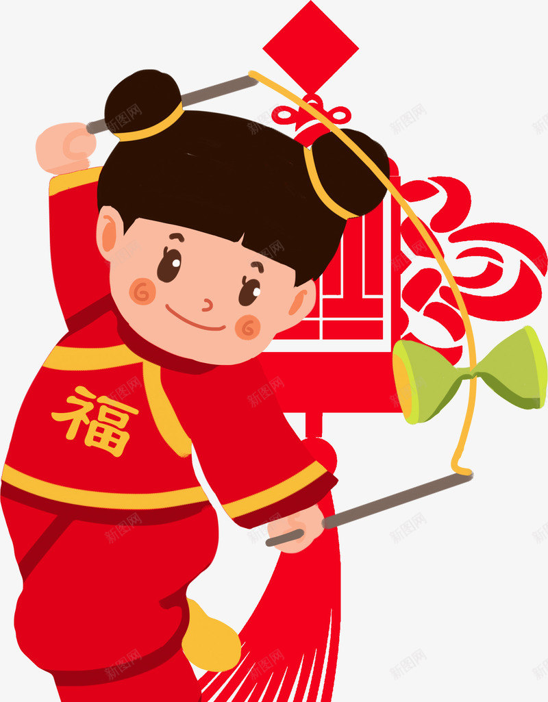 卡通新年喜庆娱乐小女孩png免抠素材_88icon https://88icon.com 2019 农历新年 卡通 喜庆 小女孩 新年 春节 红色 节日庆祝