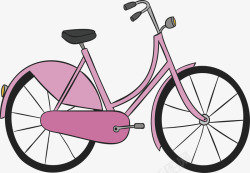 粉红色单车粉红色手绘女士单车矢量图高清图片