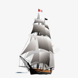 卡通白色行驶的帆船素材