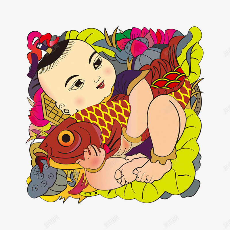 春节年画png免抠素材_88icon https://88icon.com 年画元素 年画设计 新年元素 春节年画