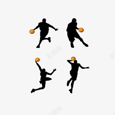 经典篮球动作剪影图标图标