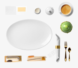 创意合成厨房用品白色的盘子餐具素材