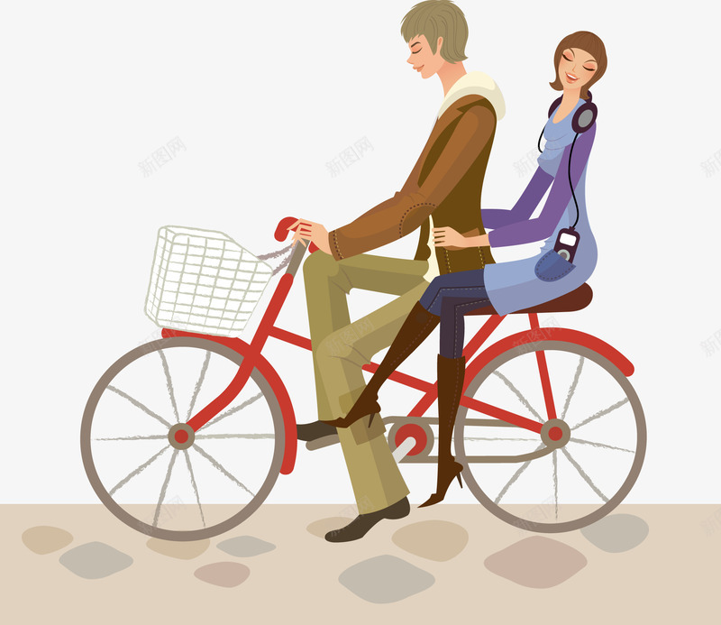 骑自行车的情侣png免抠素材_88icon https://88icon.com 卡通女人 卡通男人 情侣 骑自行车