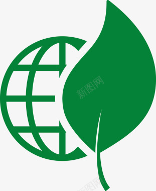 绿色环保绿色地球与叶子图标图标